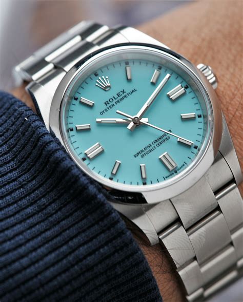 rolex oyster perpetual tiffany dial|rolex tiffany blue 36mm price.